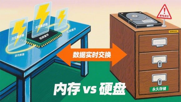 内存与硬盘：计算机里的 “工作台” 与 “储物柜”